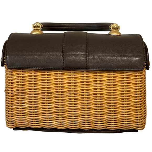 Juicy Couture Wicker Rattan Basket Bag Purse Brown Leather Trim Y2K Vintage NWOT - Picture 4 of 12